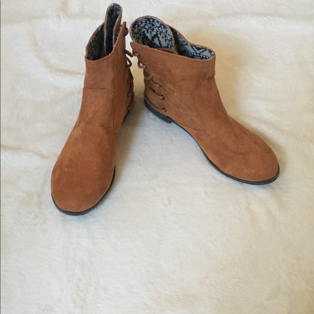 Tan suede booties